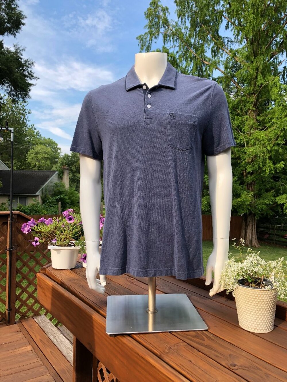 Men’s Original Penguin Polo Blue Heather XL Heritage Slim